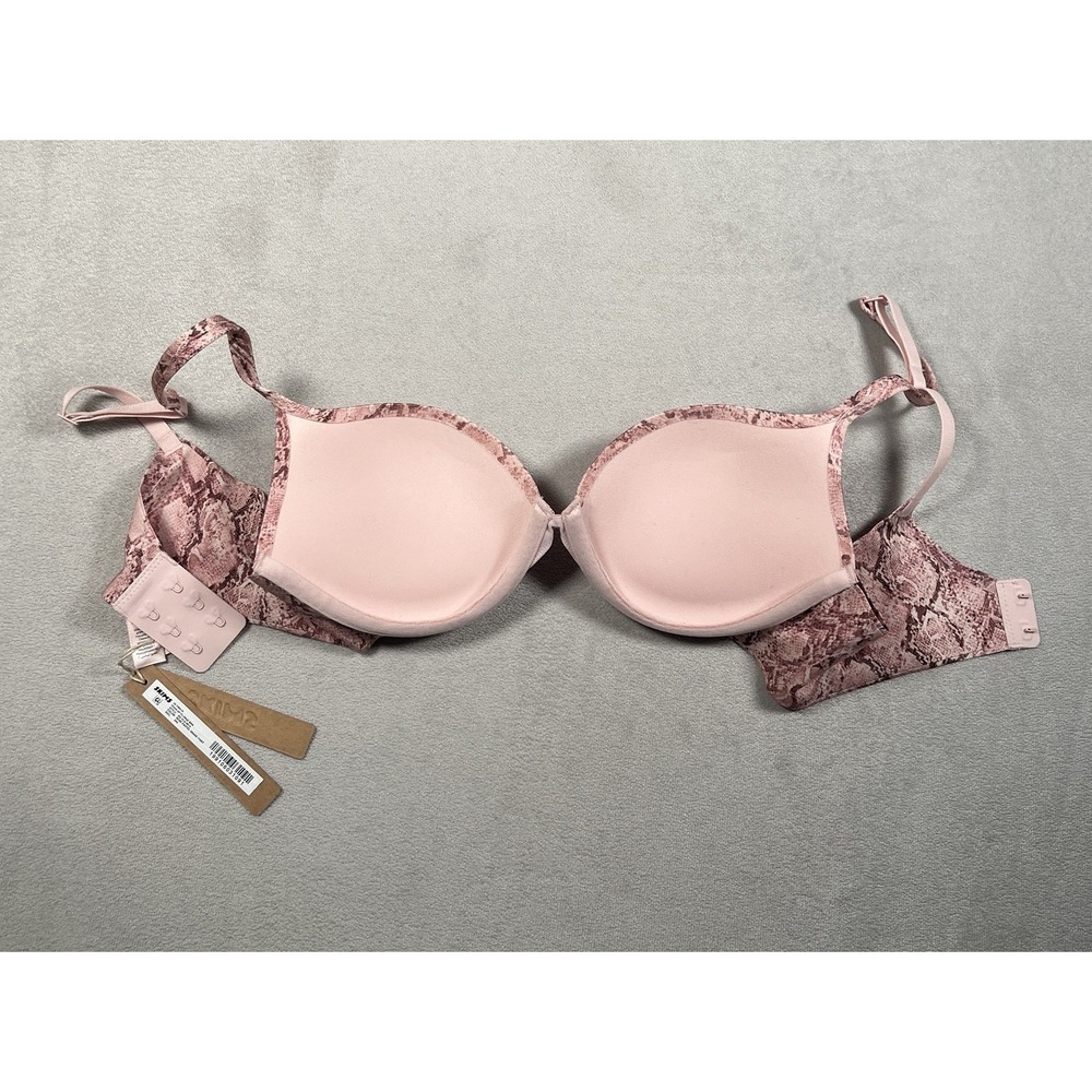 SKIMS Ultimate Push Up Plunge Bra Women's 34B Rose Pastel Snake Print NWT - Picture 6 of 6